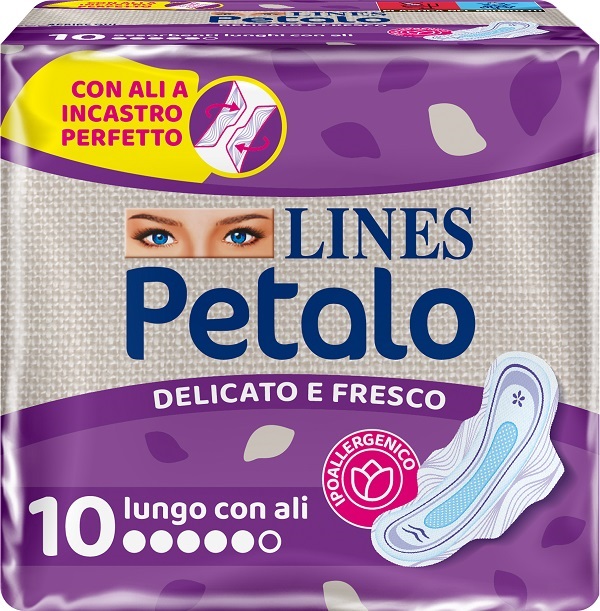 LINES PETALO BLU ASSORBENTE LUNGO CON ALI 10 PEZZI - farmasconti.eu