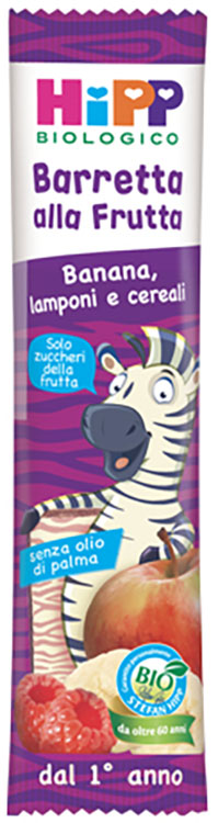 HIPP BIO BARRETTA ALLA FRUTTA BANANA/LAMPONI/CEREALI 23 G - farmasconti.eu