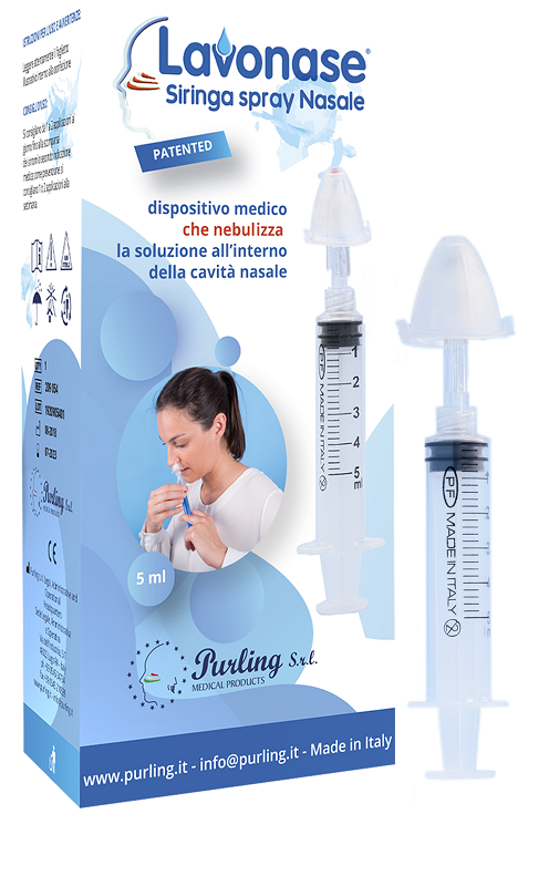 LAVONASE SIRINGA SPRAY NASALE NON STERILE 5 ML LUER-LOCK CON CAPPUCCIO + UGELLO NASALE CON RACCORDO LUER-LOCK + PERFORATORE CON VALVOLA NON RITORNO CON TAPPO - farmasconti.eu