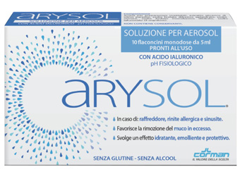 ARYSOL SOLUZIONE ADULTI PER AEROSOL CON ACIDO IALURONICO PH FISIOLOGICO 10 FLACONCINI MONODOSE DA 5 ML - farmasconti.eu