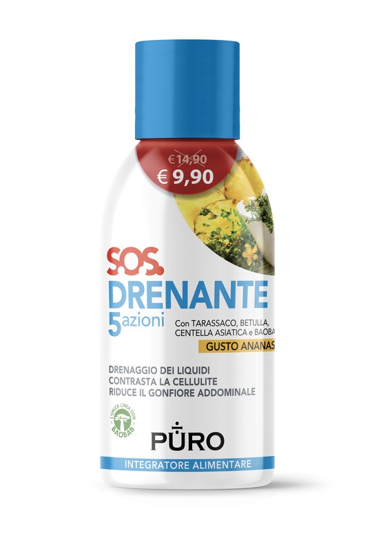 PURO DRENANTE 5 AZIONI CON BAOBAB GUSTO ANANAS 500 ML - farmasconti.eu