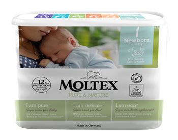 PANNOLINI MOLTEX PURE & NATURE NEW BORN 2-5 KG TAGLIA 1 22 PEZZI - farmasconti.eu
