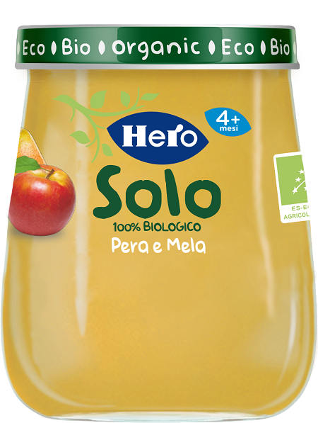 HERO SOLO OMOGENEIZZATO PERA MELA 100% BIO 120 G - farmasconti.eu