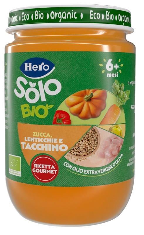 HERO SOLO OMOGENEIZZATO ZUCCHINE LENTICCHIE TACCHINO 100% BIO 190G - farmasconti.eu