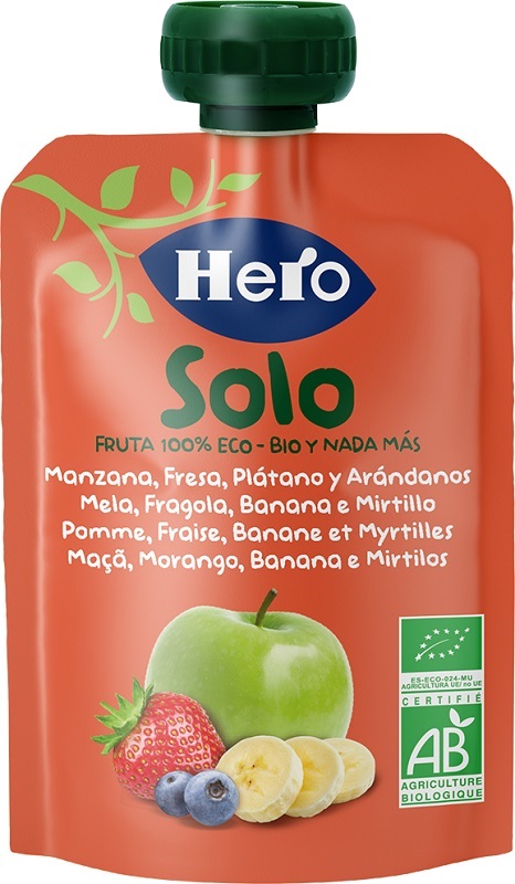 HERO SOLO FRUTTA FRULLATA 100% BIO MELA BANANA FRAGOLA 100 G - farmasconti.eu