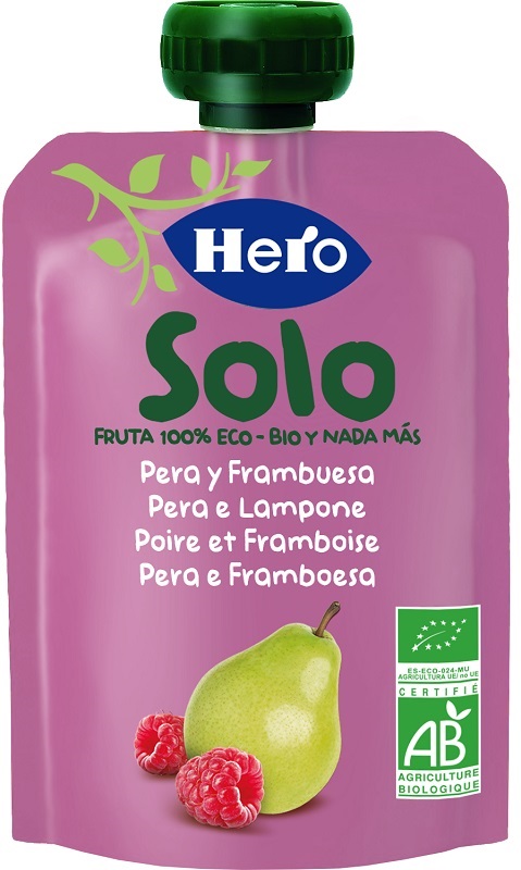 HERO SOLO FRUTTA FRULLATA 100% BIO PERA E LAMPONE 100 G - farmasconti.eu