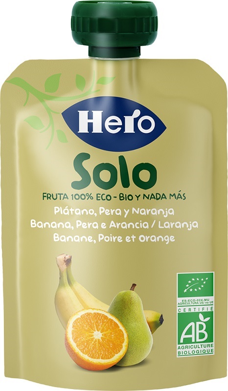 HERO SOLO FRUTTA FRULLATA 100% BIO BANANA PERA ARANCIA 100 G - farmasconti.eu