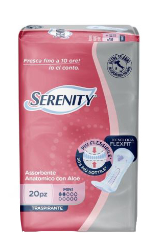 SERENITY ASSORBENTE ANATOMICO CON ALOE FLEXIT MINI 20 PEZZI - farmasconti.eu