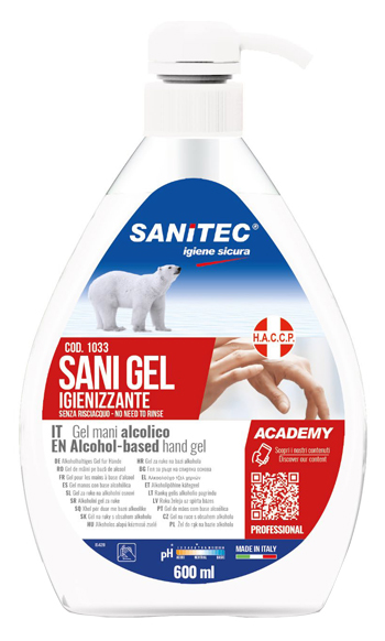GEL IGIENIZZANTE MANI ALCOLICO 70% PRONTO ALL'USO SANI GEL SANITEC 600 ML USO PROFESSIONALE - farmasconti.eu