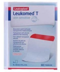 LEUKOMED T PLUS SKIN SENSITIVE MEDICAZIONE POST-OPERATORIA TRASPARENTE MPERMEABILE CON MASSA ADESIVA AL SILICONE 8X10CM 5 PEZZI - farmasconti.eu