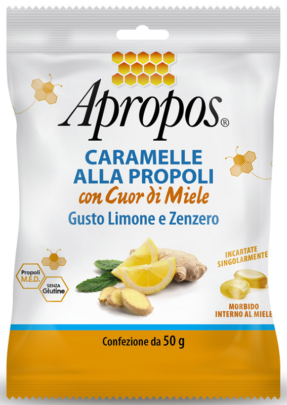 APROPOS CARAMELLE DURE LIMONE/ZENZERO CUOR DI MIELE 50 G - farmasconti.eu
