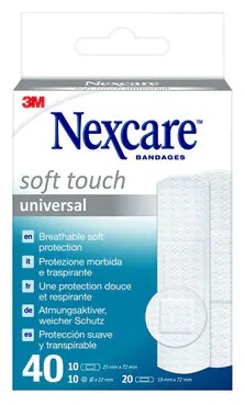 CEROTTO PREPARATO NEXCARE SOFT TOUCH UNIVERSAL 3 MISURE 20 CEROTTI 19X72MM + 10 CEROTTI 25X72MM + 10 CEROTTI TONDI 22,5 MM - farmasconti.eu