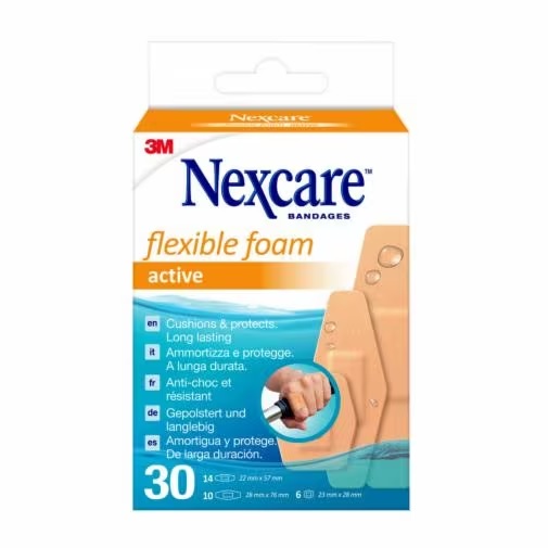 CEROTTO PREPARATO NEXCARE ACTIVE 360 GRADI N1030ASD04 ASSORTITI 3 MISURE 6 CEROTTI 23X28MM + 14 CEROTTI 22X57MM + 10 CEROTTI 28X76MM - farmasconti.eu