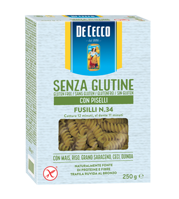 DE CECCO FUSILLI N34 CON PISELLI 250 G - farmasconti.eu
