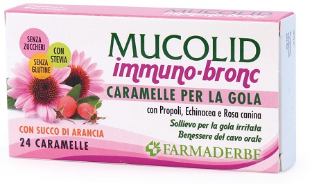MUCOLID BRONC IMMUNO 24 CARAMELLE GUSTO ARANCIA - farmasconti.eu
