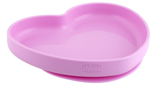 CHICCO PIATTO CUORE VENTOSA SILICONE ROSA - farmasconti.eu