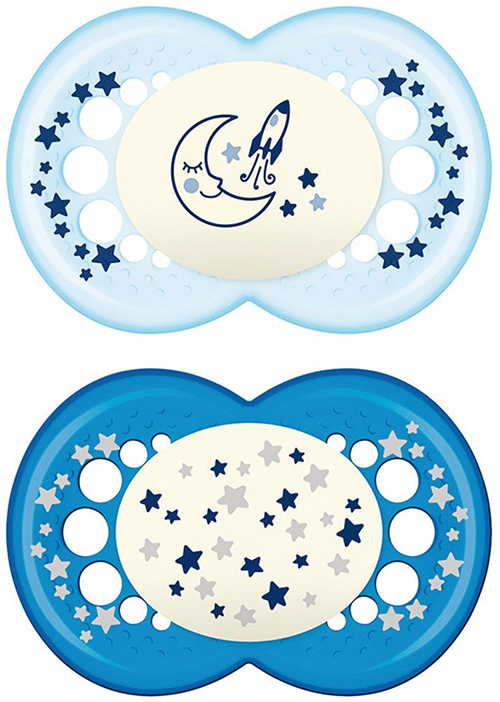 MAM SUCCHIETTO ORIGINAL NIGHT 6+ MESI SILICONE MASCHIO 2 PEZZI - farmasconti.eu