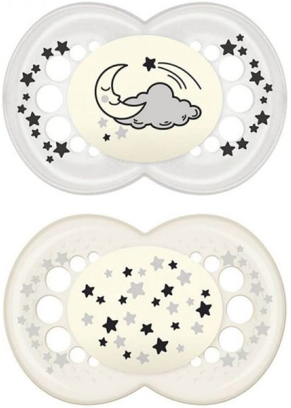 MAM SUCCHIETTO ORIGINAL NIGHT 6+ MESI SILICONE NEUTRO 2 PEZZI - farmasconti.eu