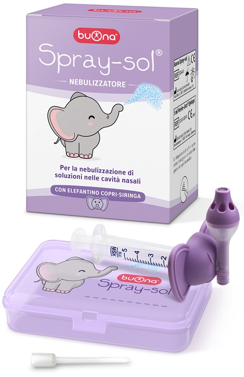 BUONA SPRAY-SOL NEBULIZZATORE SPRAY SOL + AGO CANNULA + SIRINGA LUER LOCK DA 5 ML + ELEFANTINO COPRI-SIRINGA + CONTENITORE - farmasconti.eu