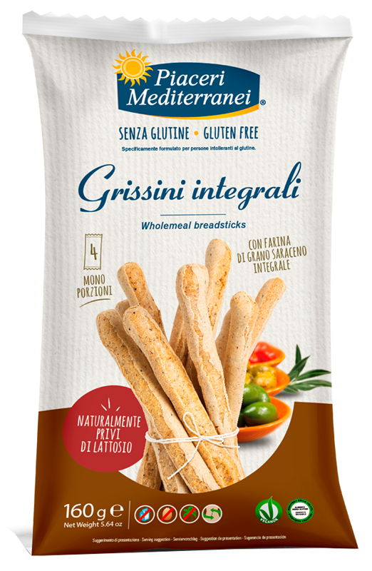 PIACERI MEDITERRANEI GRISSINI INTEGRALI 160 G - farmasconti.eu