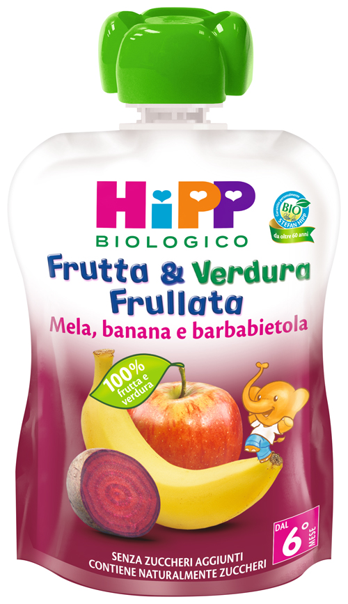 HIPP BIO FRUTTA & VERDURA MELA BANANA BARBABIETOLA 90 G - farmasconti.eu