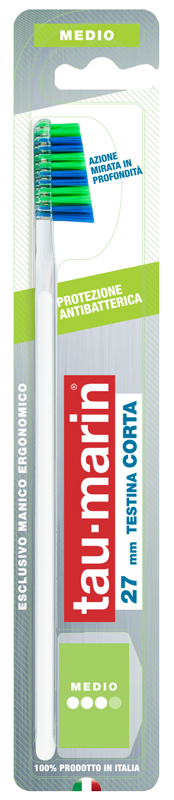 TAUMARIN PROFESSIONAL SPAZZOLINO 27 MEDIO TESTINA CORTA PROTEZIONE ANTIBATTERICA - farmasconti.eu