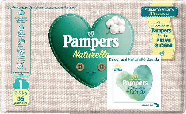 PANNOLINI PAMPERS PROTEZIONE PURA NATURELLO NEWBORN 35 PEZZI - farmasconti.eu