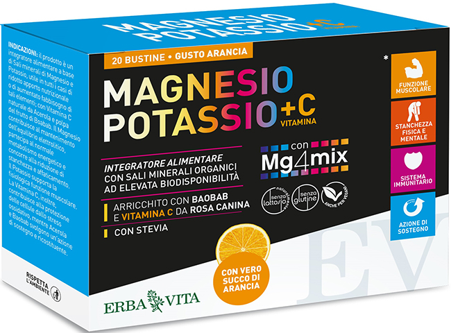 MAGNESIO POTASSIO +C VITAMINA GUSTO ARANCIA 20 BUSTINE DA 3,8 G - farmasconti.eu