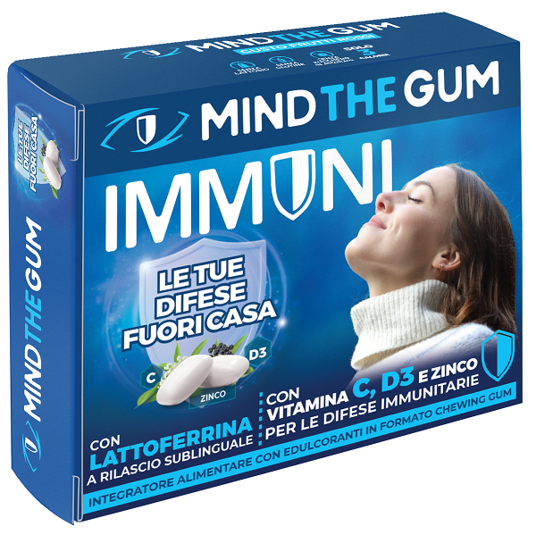 MIND THE GUM IMMUNI CON LATTOFERRINA 18 GOMME CONFETTATE SENZA ZUCCHERO - farmasconti.eu