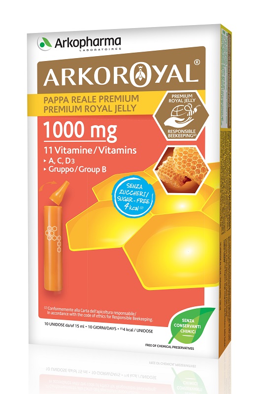 ARKOROYAL PAPPA REALE 1000 MG + VITAMINE SENZA ZUCCHERO 10 FIALE - farmasconti.eu