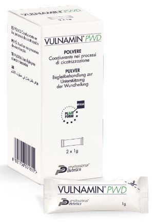 VULNAMIN PWD MEDICAZIONE INTERATTIVA IN POLVERE DI SODIO JALURONATO E AMINOACIDI 2 STICK PACK - farmasconti.eu