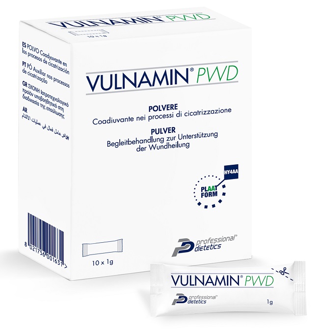 VULNAMIN PWD MEDICAZIONE INTERATTIVA IN POLVERE DI SODIO JALURONATO E AMINOACIDI 10 STICK PACK - farmasconti.eu