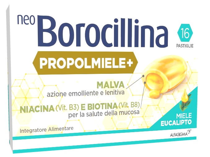 NEOBOROCILLINA PROPOLMIELE+ MIELE/EUCALIPTO 16 PASTIGLIE DA 3,4 G - farmasconti.eu