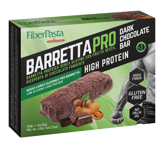 FIBERPASTA BARRETTA PROT DARK CHOCOLATE 4X35 G - farmasconti.eu