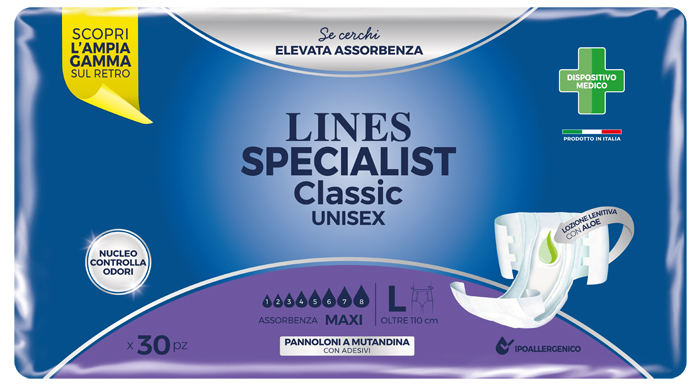 LINES SPECIALIST CLASSIC PANNOLONE MUTANDA MAXI LARGE 30 PEZZI - farmasconti.eu