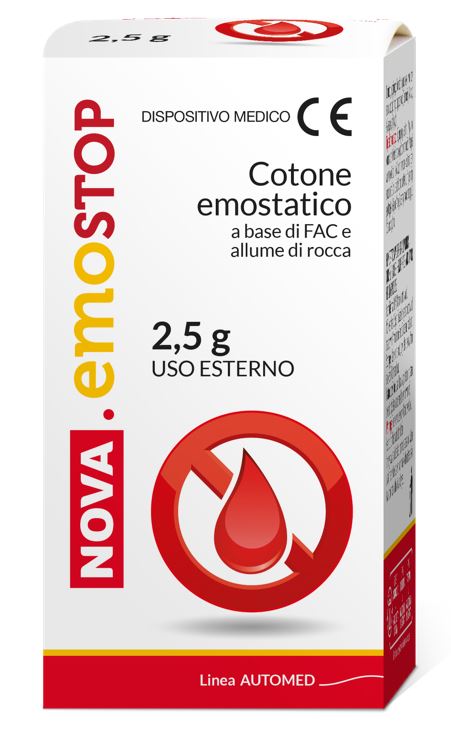 COTONE EMOSTATICO NOVA EMOSTOP CON FAC E ALLUME DI ROCCA 2,5 G - farmasconti.eu
