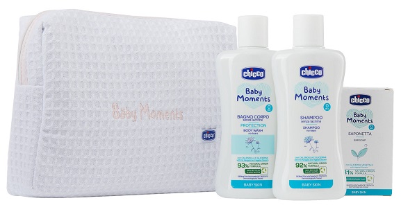CHICCO BABY MOMENTS BEAUTY BAG W ZIP ROSA BAGNOSCHIUMA PELLI DELICATE 200 ML + SHAMPOO PELLI DELICATE 200 ML + SAPONE SOLIDO PELLI DELICATE 100 G - farmasconti.eu