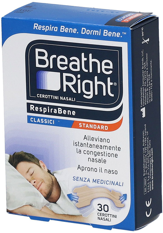 CEROTTI NASALI BREATHE RIGHT CLASSICI 30 PEZZI - farmasconti.eu