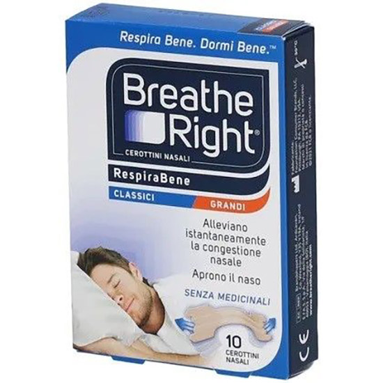 CEROTTI NASALI BREATHE RIGHT CLASSICI GRANDI 10 PEZZI - farmasconti.eu