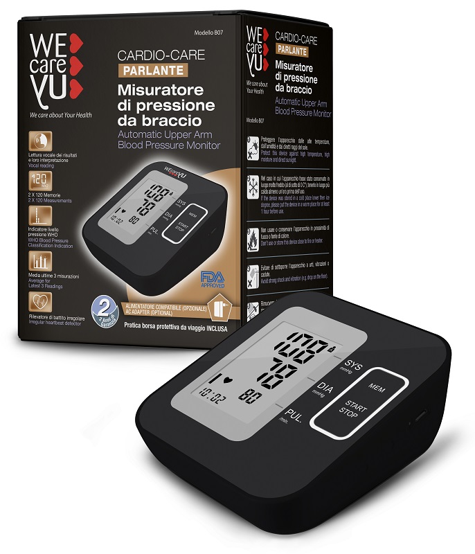 MISURATORE DI PRESSIONE DA BRACCIO PARLANTE WECAREYU CARDIO CARE - farmasconti.eu