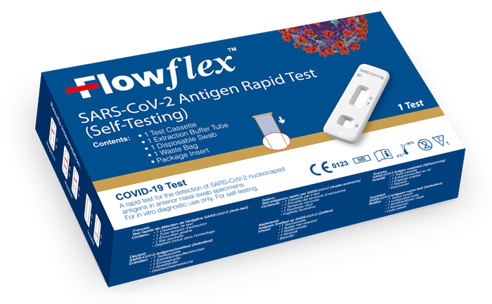TEST ANTIGENICO RAPIDO COVID-19 FLOWFLEX AUTODIAGNOSTICO DETERMINAZIONE QUALITATIVA ANTIGENI SARS-COV-2 IN TAMPONI NASALI MEDIANTE IMMUNOCROMATOGRAFIA PROVETTA CON ALLUMINIO - farmasconti.eu