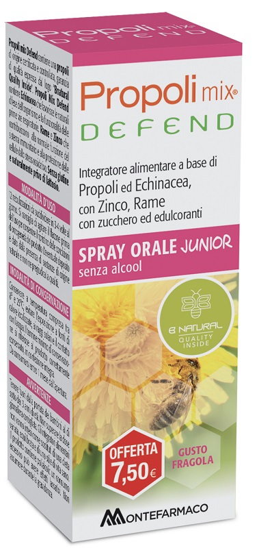 PROPOLI MIX DEFEND SPRAY ORALE JUNIOR ANALCOLICO 30 ML GUSTO FRAGOLA - farmasconti.eu