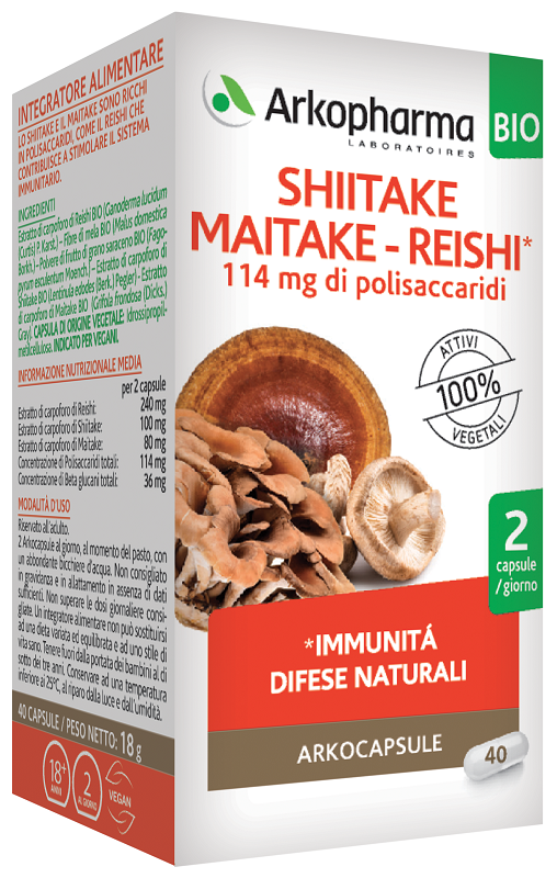 ARKOCAPSULE SHIITAKE MAITAKE REISHI BIO 40 CAPSULE - farmasconti.eu