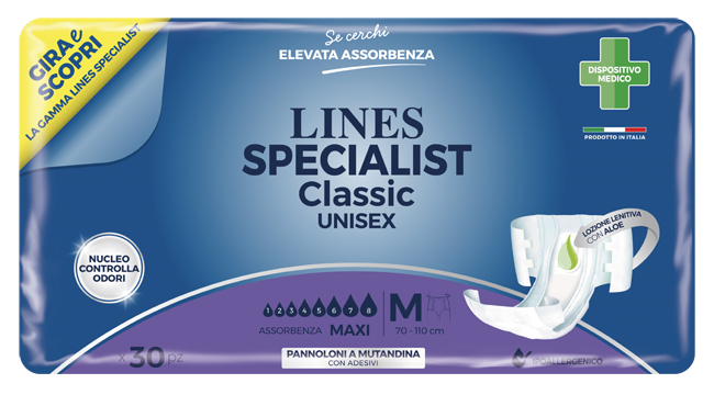 PANNOLONE A MUTANDINA LINES SPECIALIST CLASSIC MAXI MISURA MEDIA 30 PEZZI - farmasconti.eu
