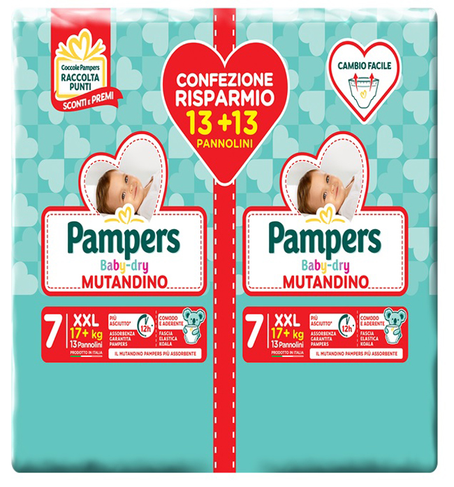 PAMPERS BABY DRY MUTANDINA DUO DOWNCOUNT XXL 26 PEZZI - farmasconti.eu