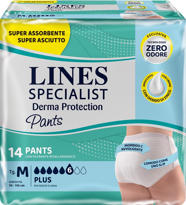 PANNOLONE PER INCONTINENZA LINES SPECIALIST DERMA PANTS PLUS M 14 PEZZI - farmasconti.eu