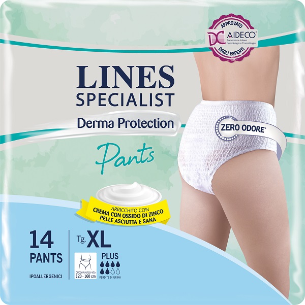 PANNOLONE PER INCONTINENZA LINES SPECIALIST DERMA PANTS PLUS XL 14 PEZZI - farmasconti.eu