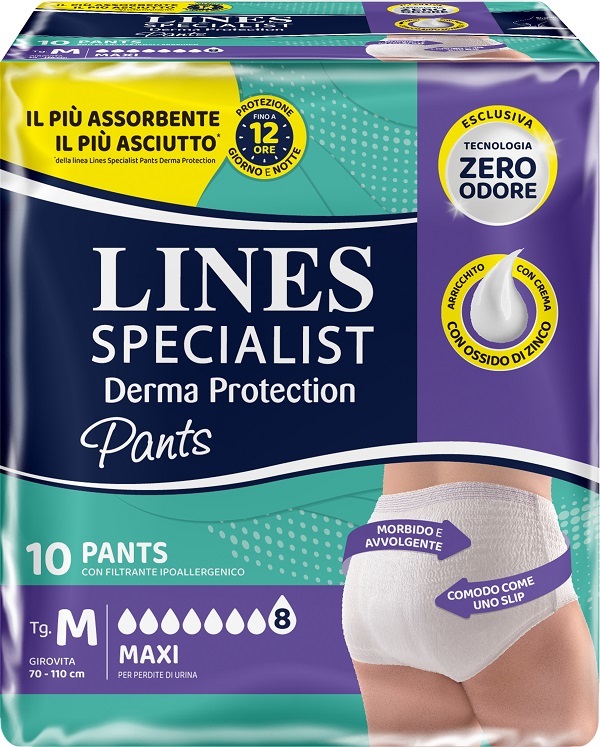 PANNOLONE PER INCONTINENZA LINES SPECIALIST DERMA PANTS MAXI M 10 PEZZI - farmasconti.eu