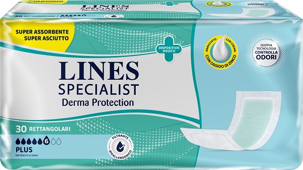 PANNOLONE PER INCONTINENZA LINES SPECIALIST DERMA RETTANGOLARE 30 PEZZI - farmasconti.eu