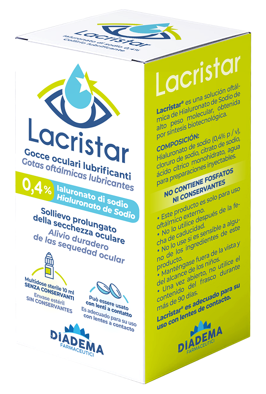 LACRISTAR GOCCE OCULARI LUBRIFICANTI 0,4% IALURONATO DI SODIO MULTIDOSE 10 ML - farmasconti.eu